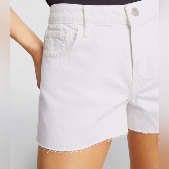 NEW Frame Le Grand Garcon Raw Hem Denim Short White Sz 34 - Picture 9 of 15